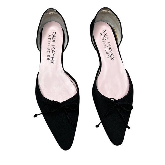 Paul Mayer Attitudes Black Pointed Toe D’Orsay Flats 8 - Picture 2 of 10